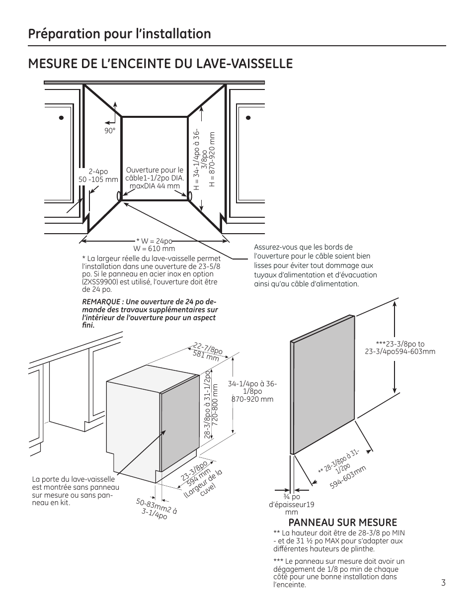 Panneau sur mesure | GE ZBD9900RII User Manual | Page 19 / 32