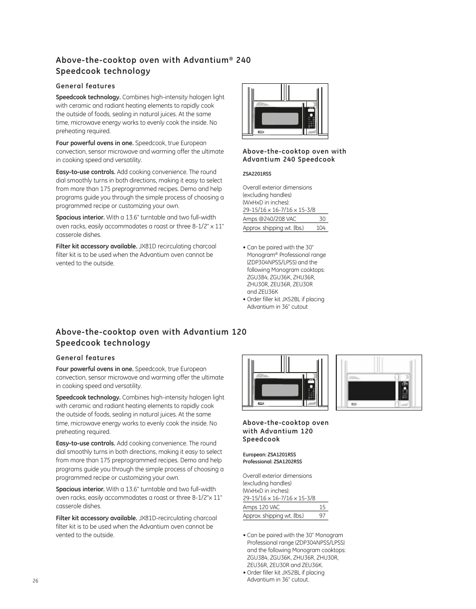 GE ZSA1201RSS User Manual | 2 pages