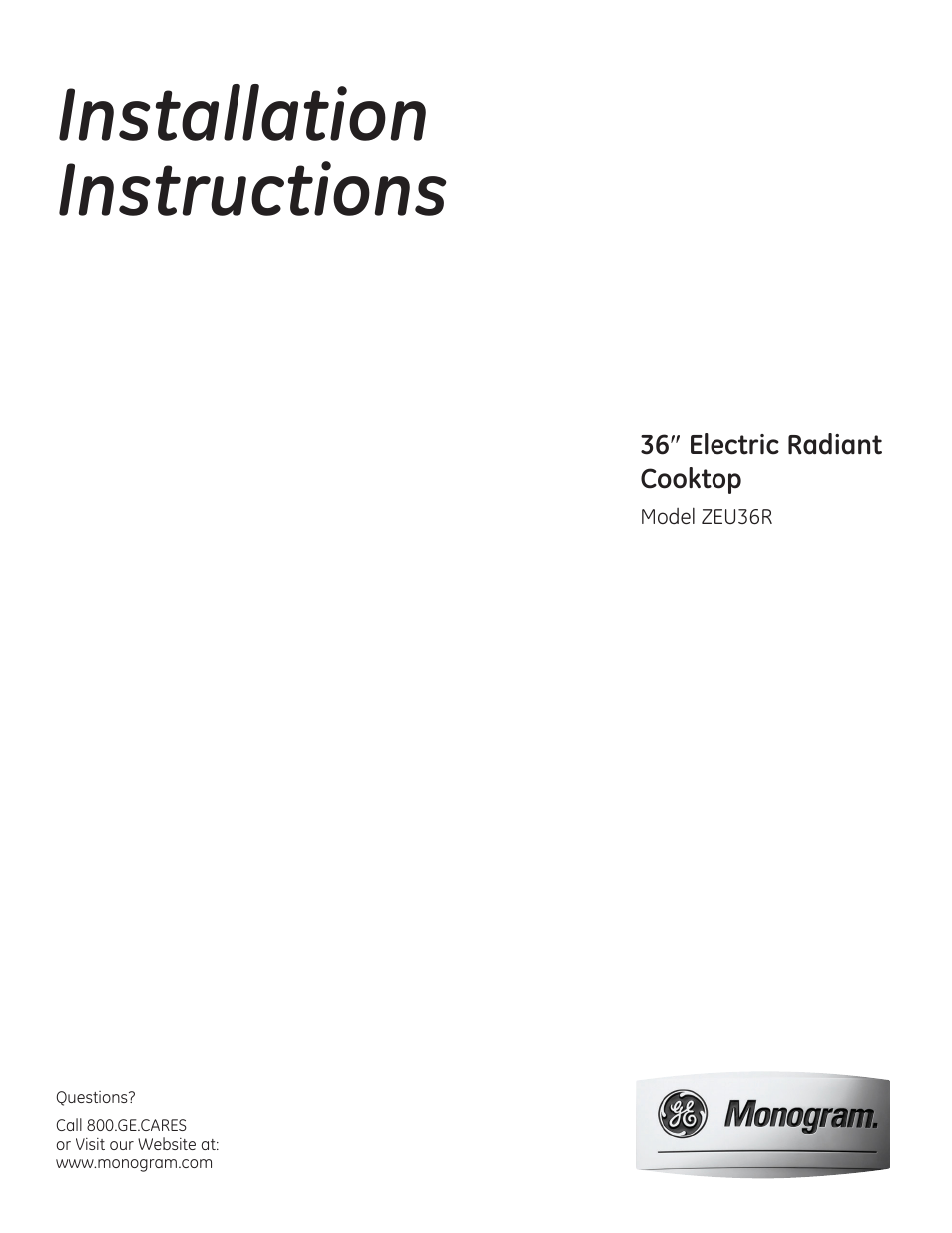 GE ZEU36RSFSS User Manual | 24 pages
