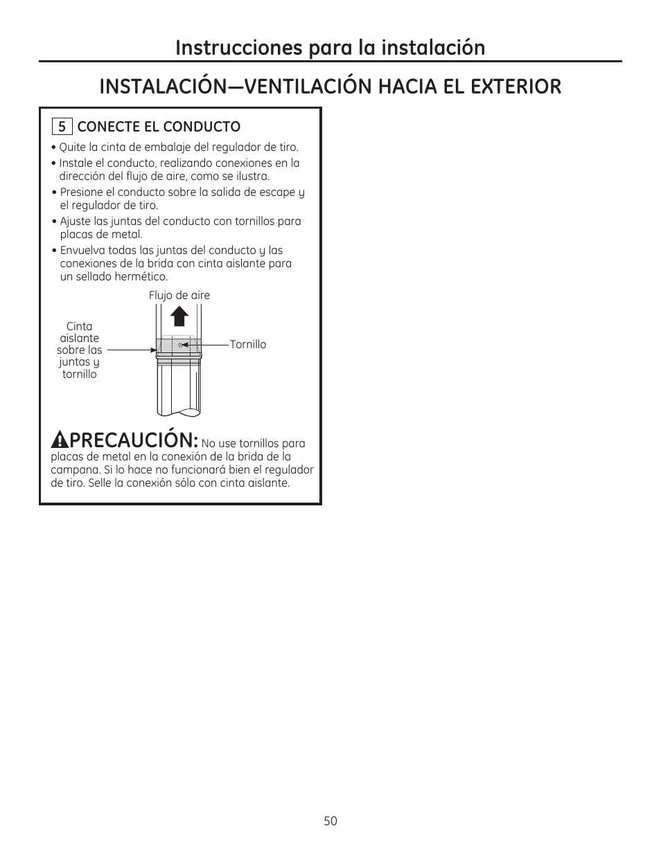 Precaución | GE ZV830SMSS User Manual | Page 50 / 60