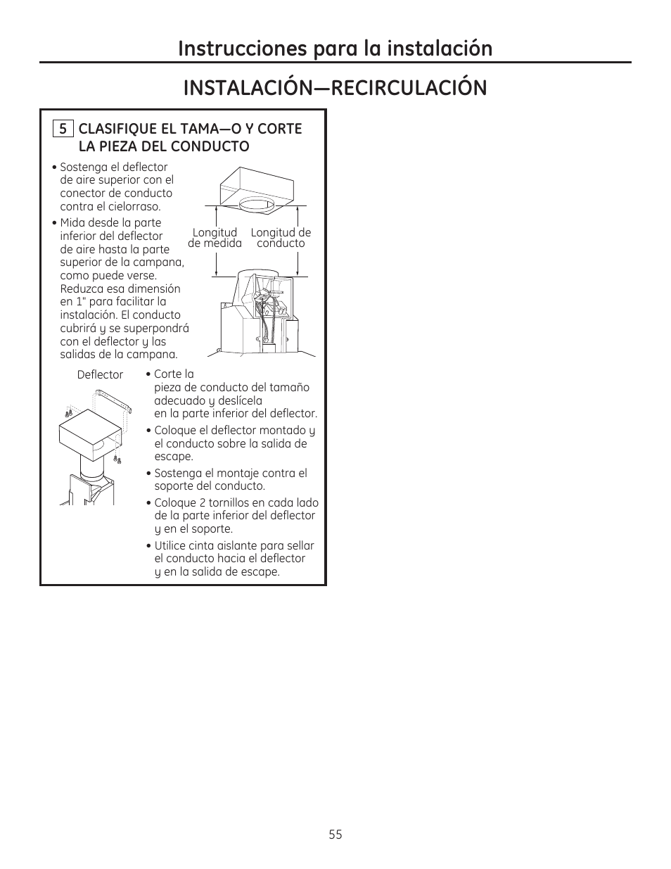 Instrucciones para la instalación | GE ZV830SMSS User Manual | Page 55 / 60