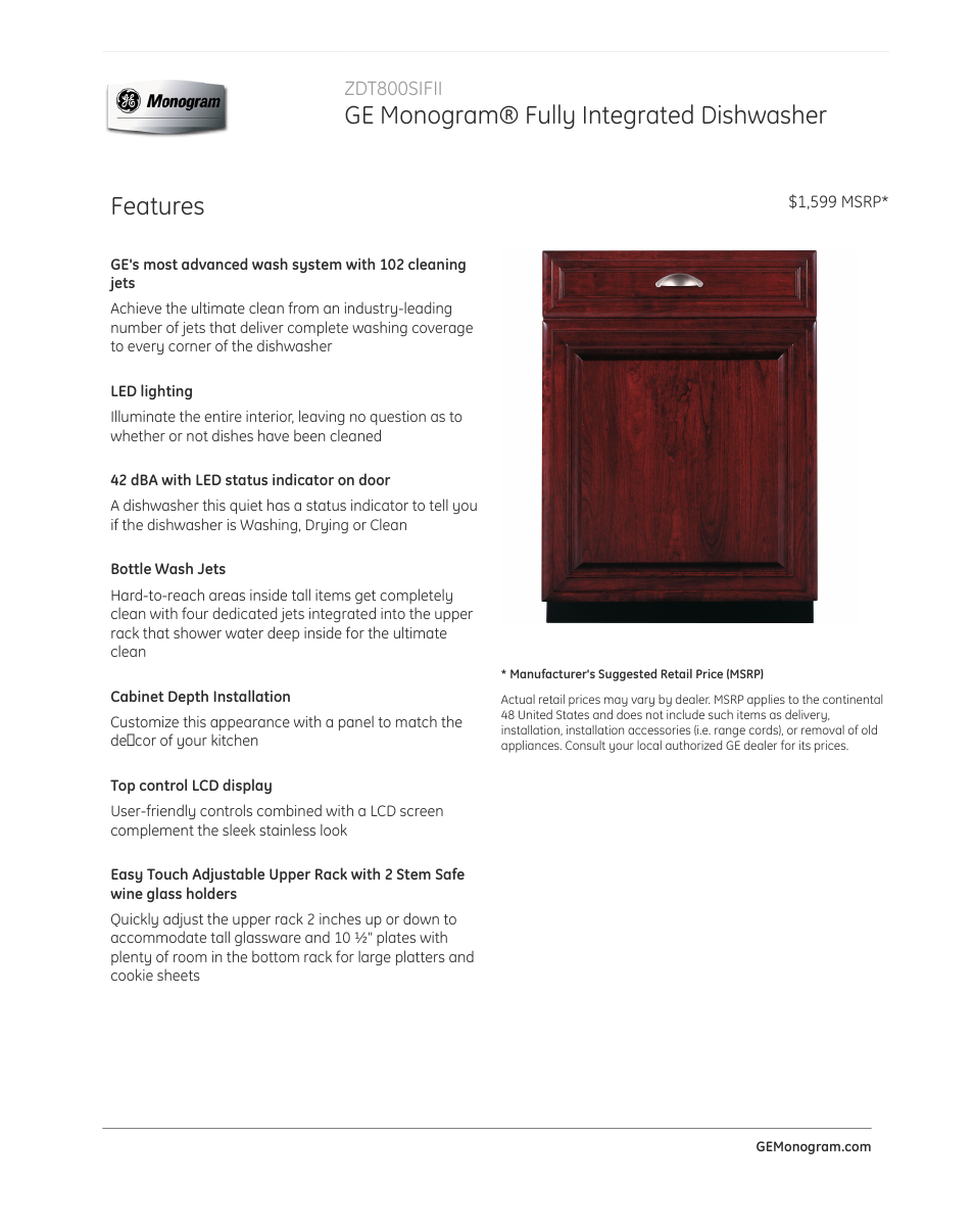 GE ZDT800SIFII User Manual | 5 pages