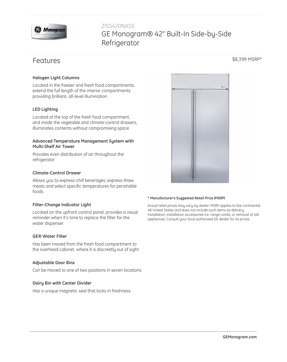GE ZISS420NXSS User Manual | 4 pages