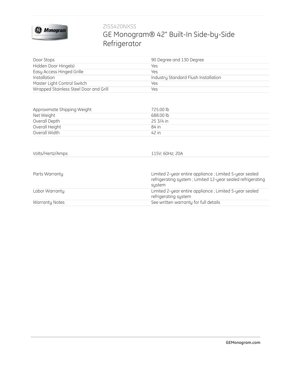 GE ZISS420NXSS User Manual | Page 4 / 4
