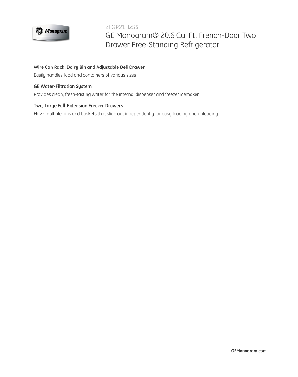 GE ZFGP21HZSS User Manual | Page 2 / 4