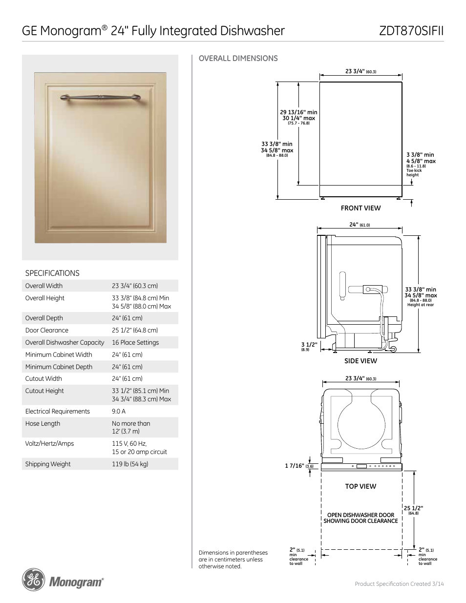 GE ZDT870SIFII User Manual | 4 pages