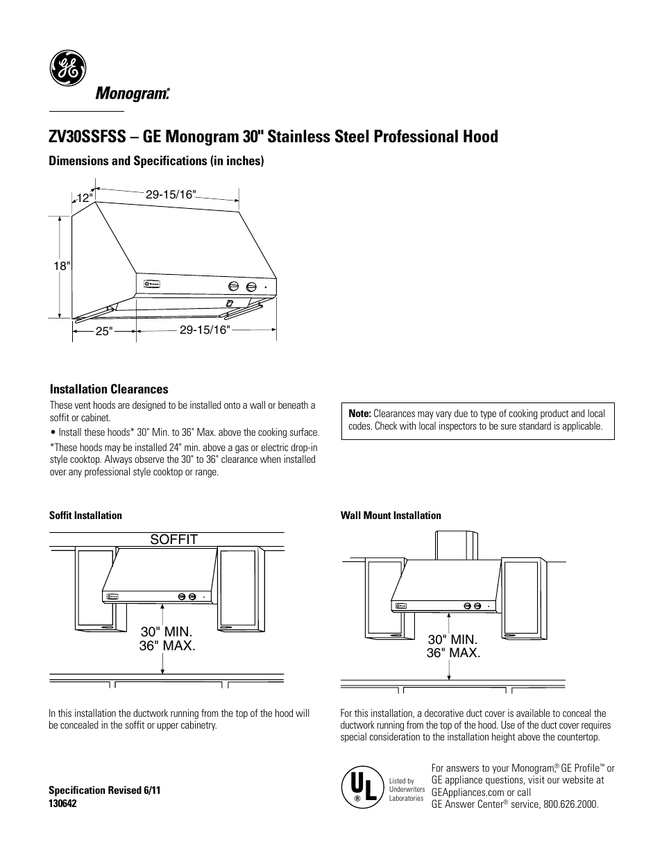 GE ZV30SSFSS User Manual | 4 pages