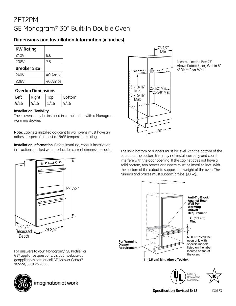 GE ZET2PMSS User Manual | 2 pages