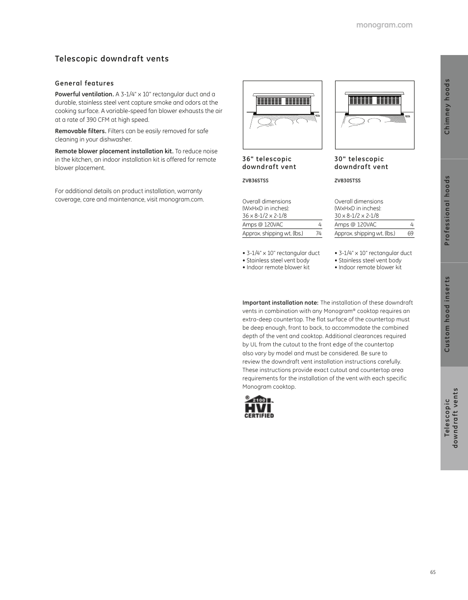 GE ZVB30STSS User Manual | 6 pages