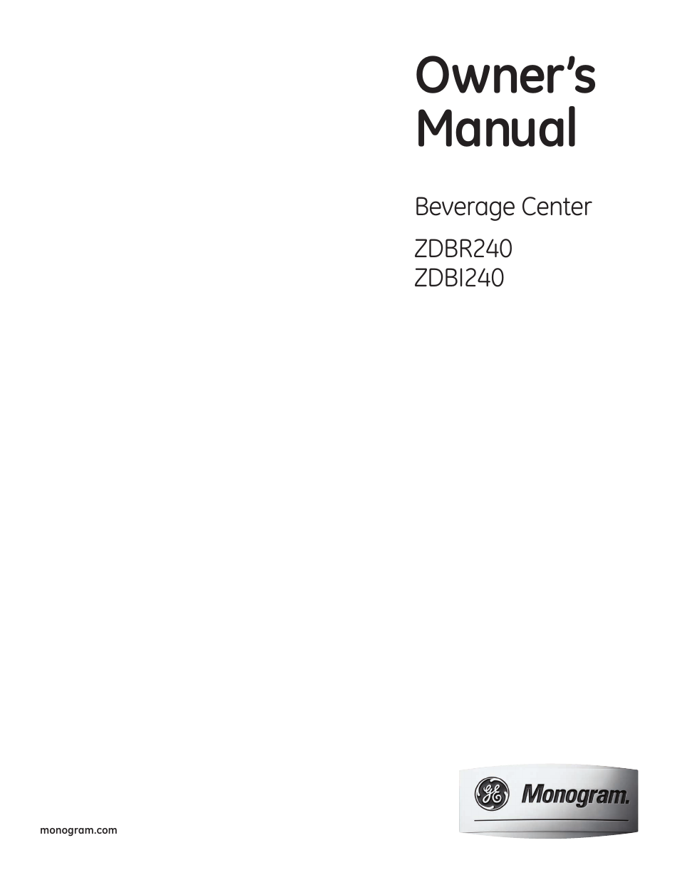 GE ZDBI240WII User Manual | 20 pages