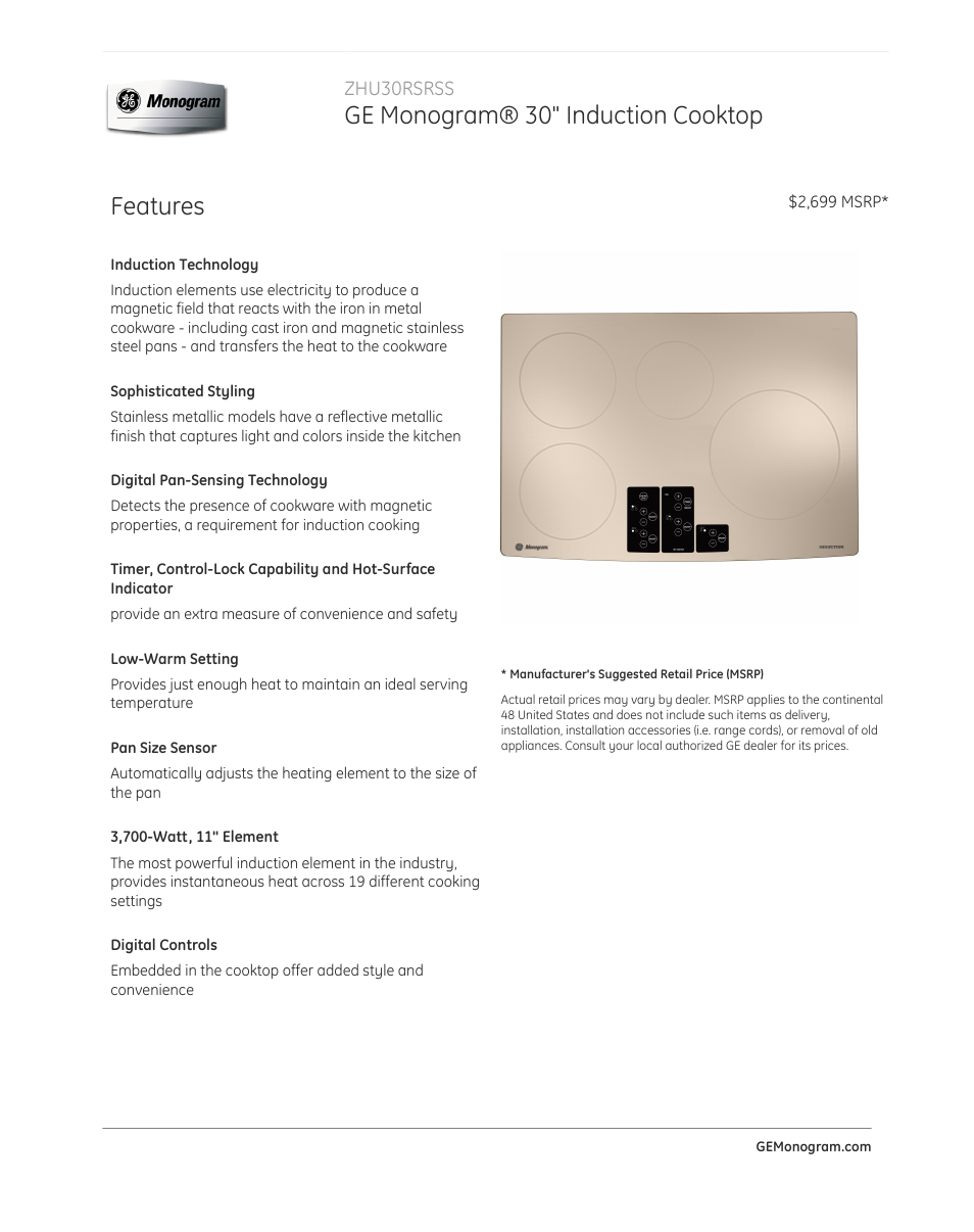 GE ZHU30RSRSS User Manual | 3 pages