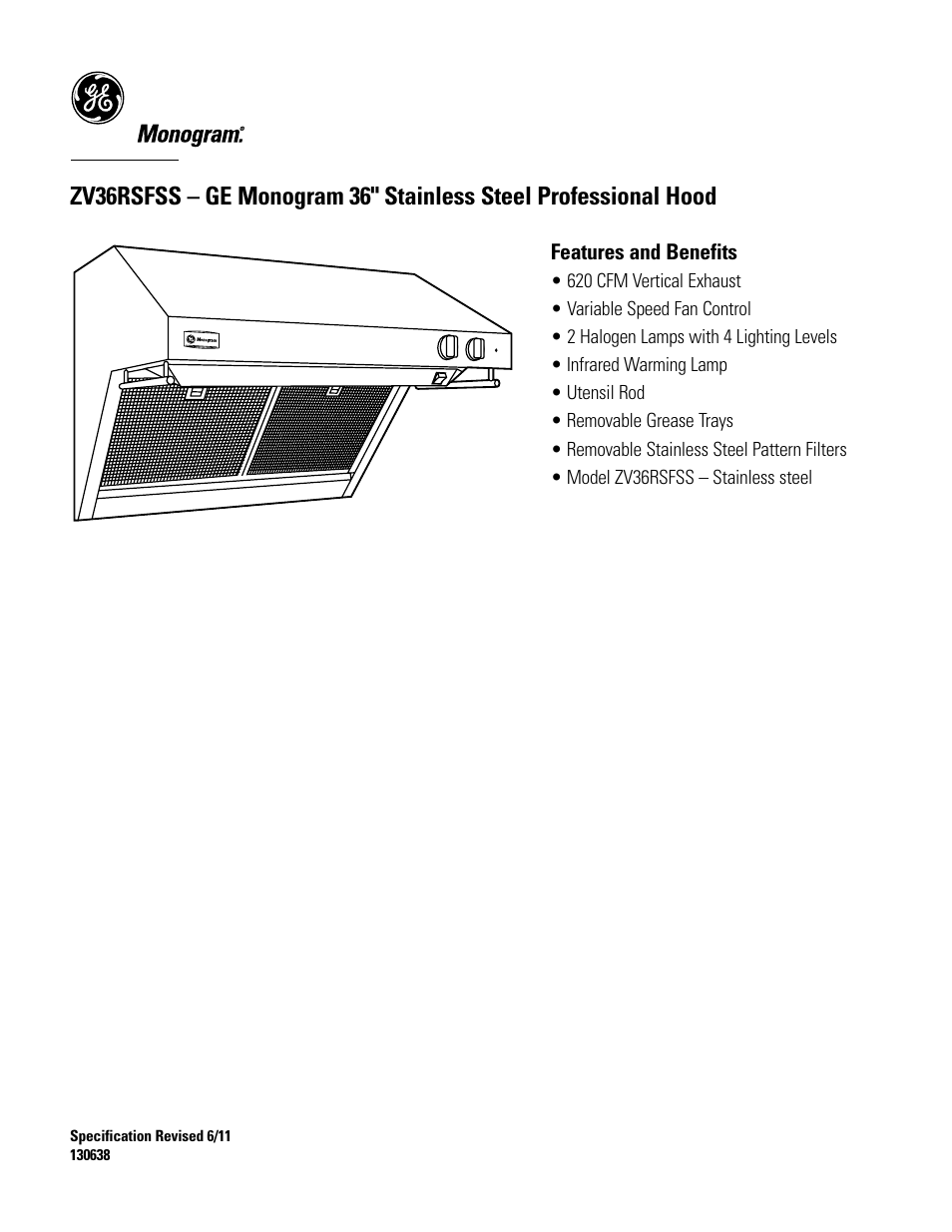 Zv36rsfss | GE ZV36RSFSS User Manual | Page 4 / 4