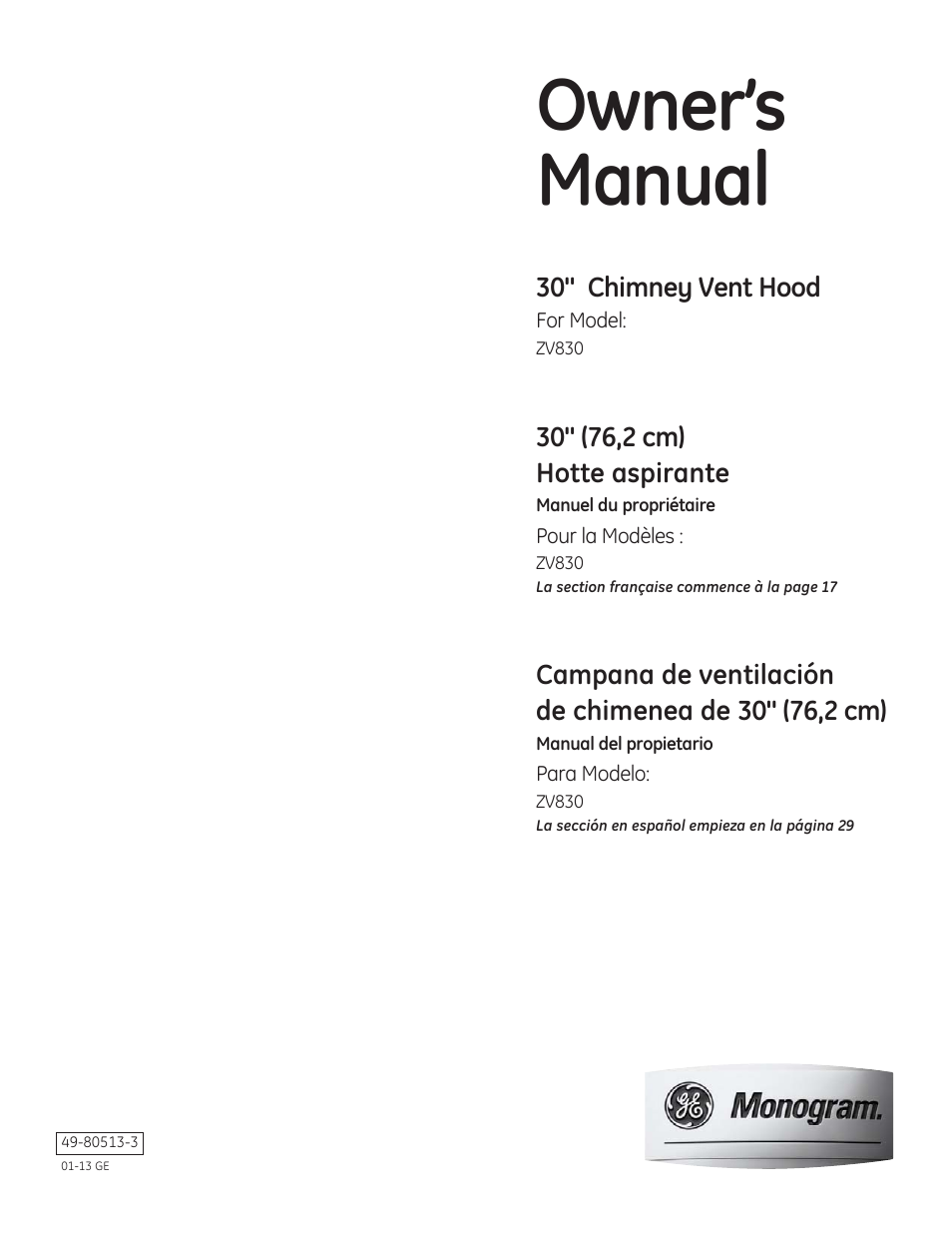 GE ZV830SMSS User Manual | 40 pages