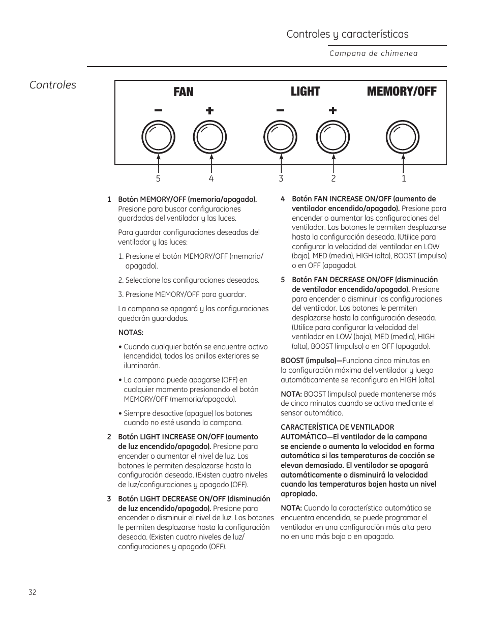 Controles y características, Controles | GE ZV830SMSS User Manual | Page 32 / 40