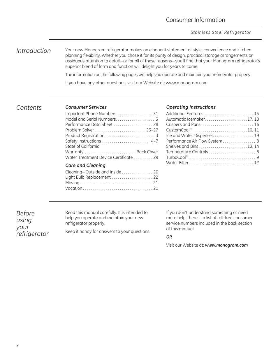 GE ZFSB25DXSS User Manual | Page 2 / 32