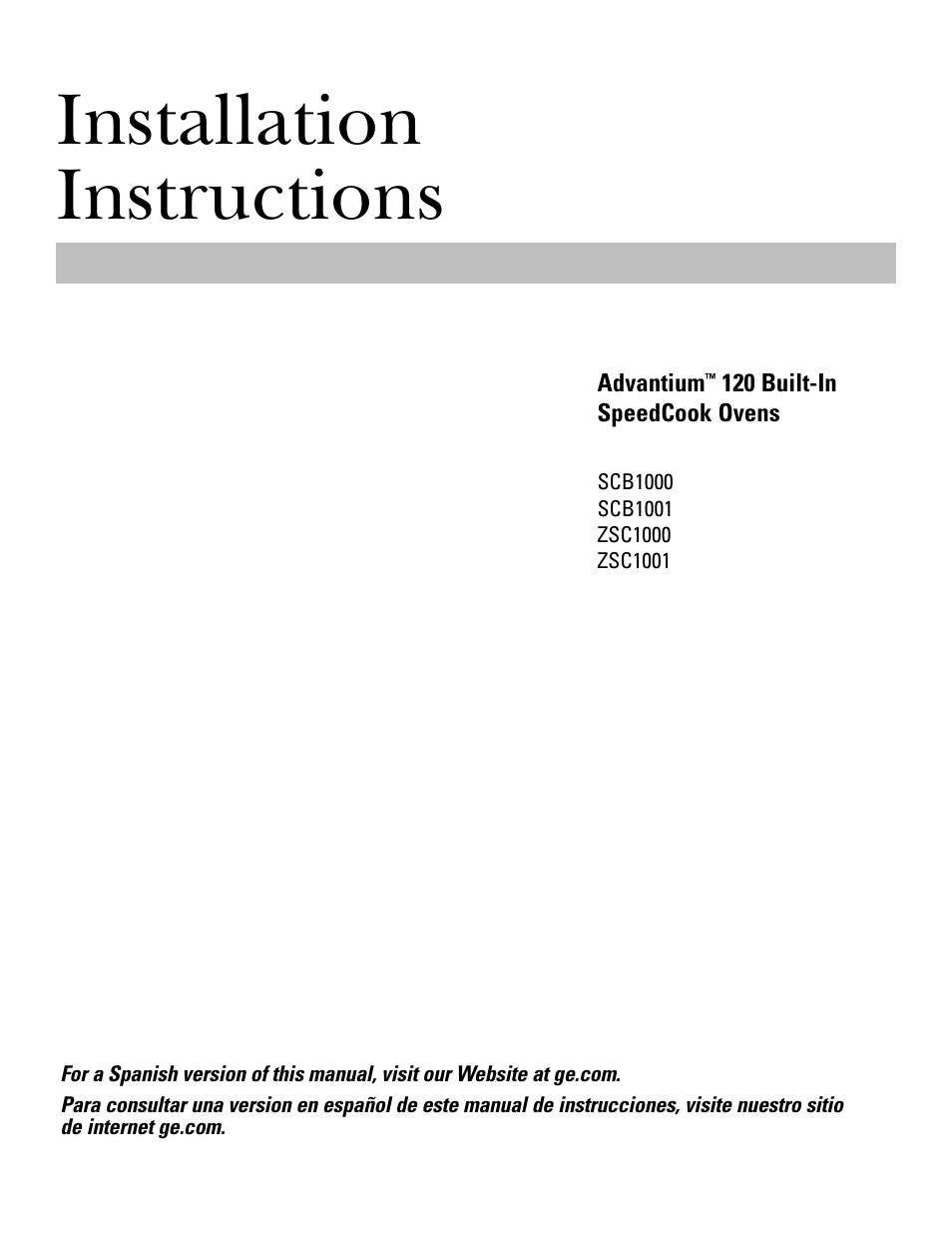 GE ZSC1001KSS User Manual | 24 pages