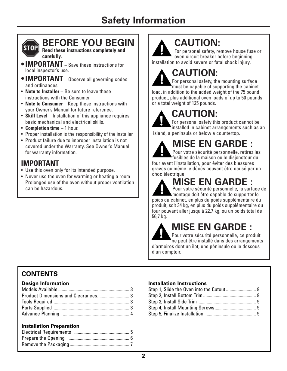 GE ZSC1001KSS User Manual | Page 2 / 24