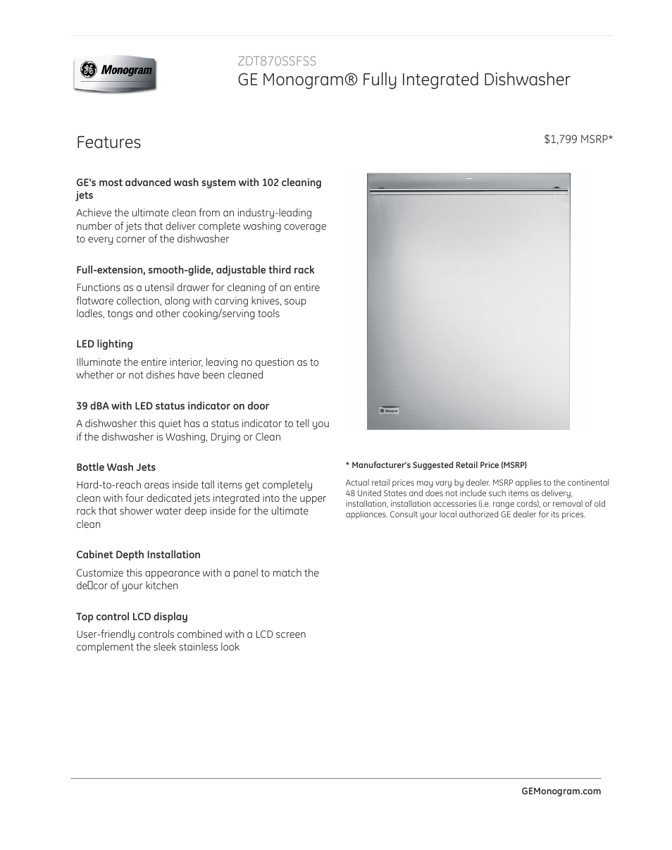 GE ZDT870SSFSS User Manual | 5 pages