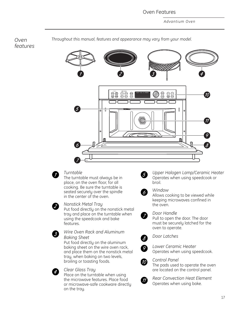 Oven features | GE ZSC1201NSS User Manual | Page 17 / 44