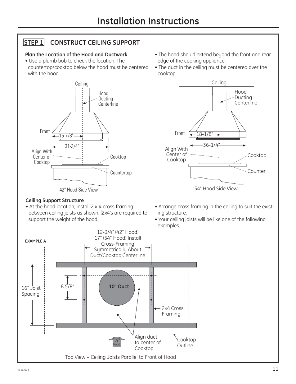 Installation instructions | GE ZV54ISHSS User Manual | Page 11 / 20