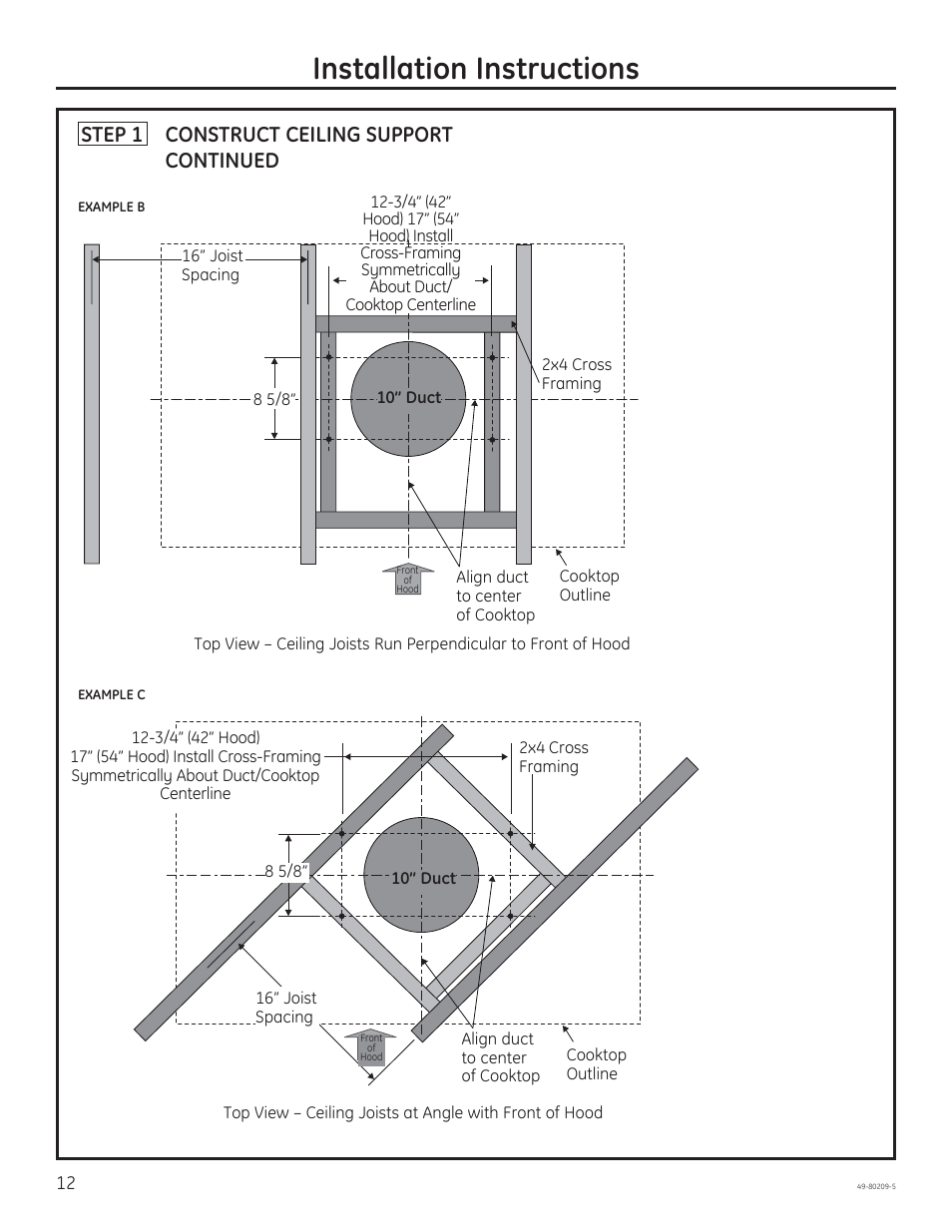 Installation instructions | GE ZV54ISHSS User Manual | Page 12 / 20