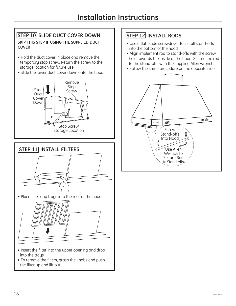 Installation instructions | GE ZV54ISHSS User Manual | Page 18 / 20