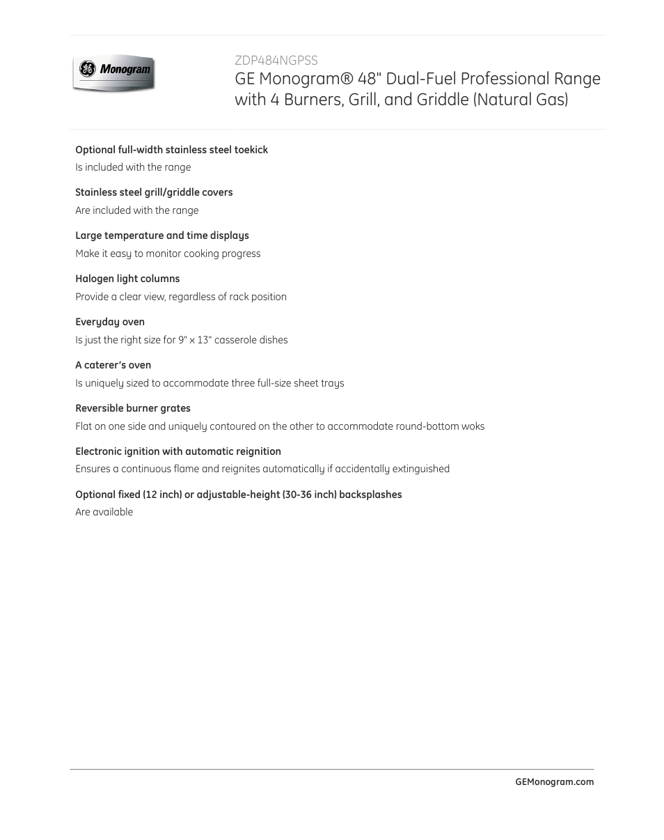 GE ZDP484NGPSS User Manual | Page 2 / 4