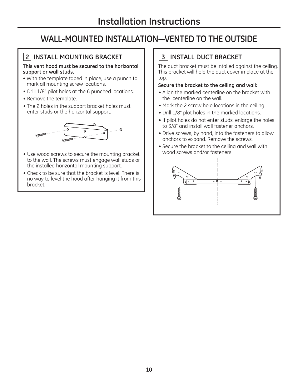 Installation instructions | GE ZV800SJSS User Manual | Page 10 / 24