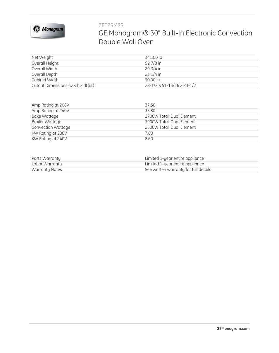 GE ZET2SMSS User Manual | Page 4 / 4