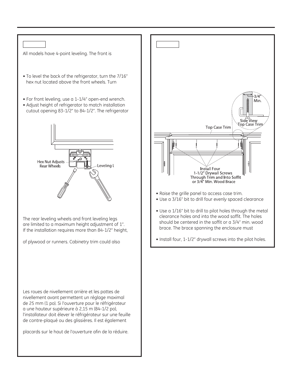 Caution, Prudence, Installation instructions | GE ZISB360DX User Manual | Page 13 / 24