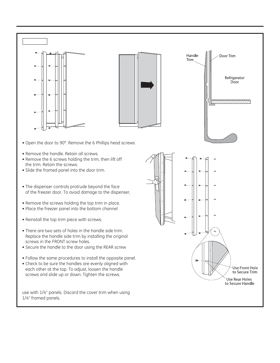 Installation instructions, Step 12 install 1/4” framed panels | GE ZISB360DX User Manual | Page 15 / 24