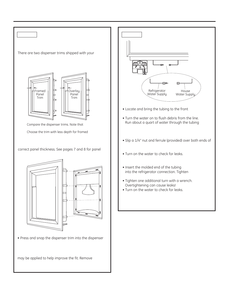 Installation instructions, Step 14 connect water supply, Step 13 install dispenser trim | GE ZISB360DX User Manual | Page 18 / 24