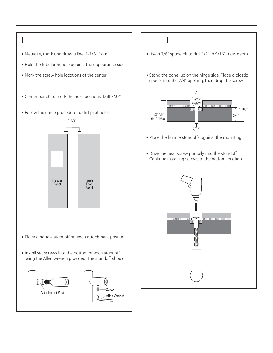 Zkhss2 tubular stainless steel handles, Step 2 install handle onto panels, Step 2 (continued) | GE ZISB360DX User Manual | Page 21 / 24