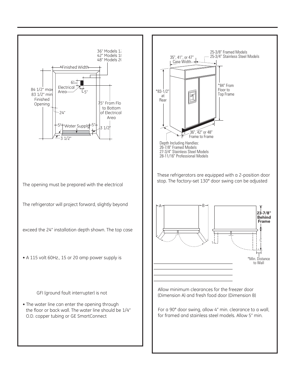 Design guide, The installation space, Dimensions and clearances | GE ZISB360DX User Manual | Page 3 / 24