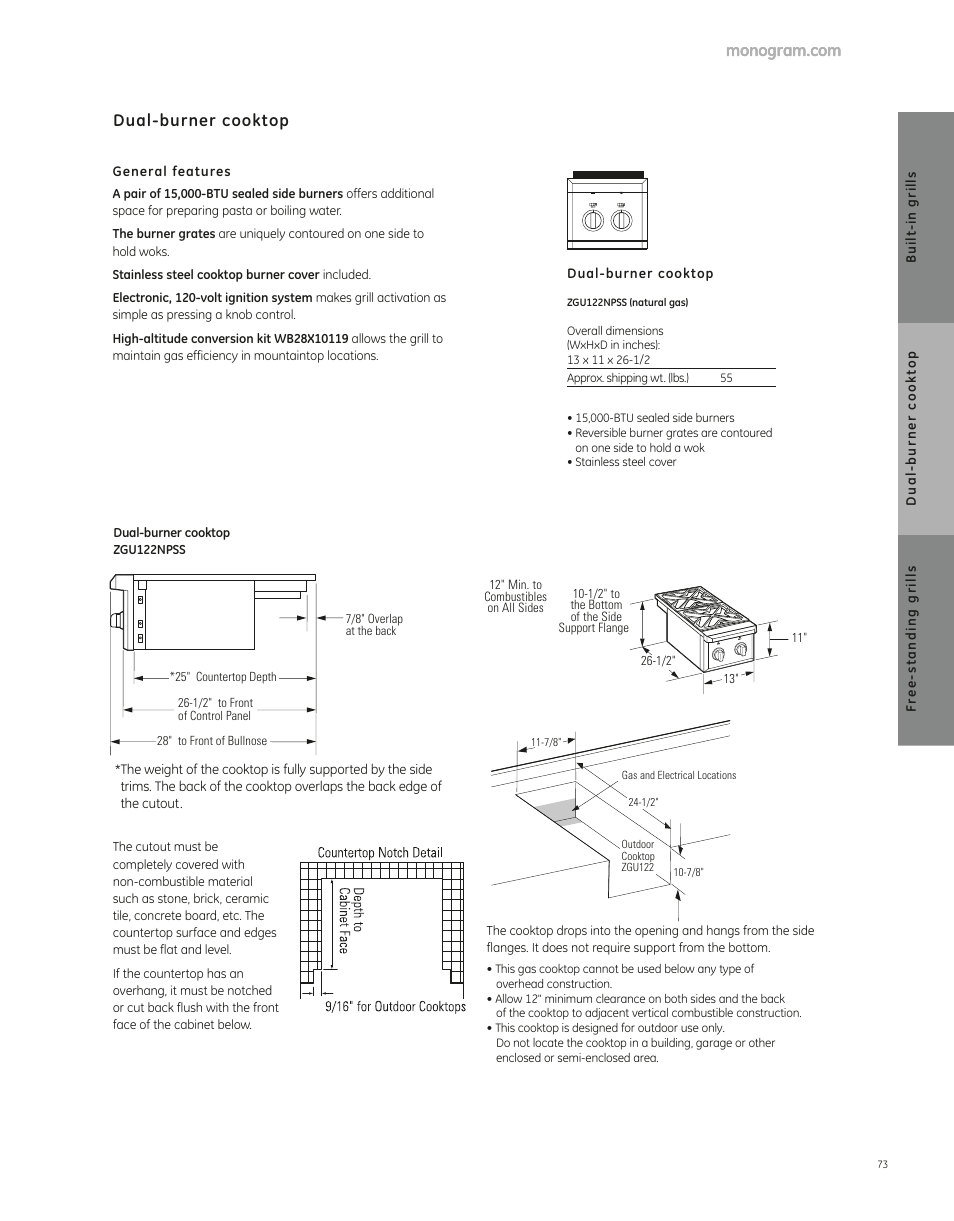GE ZGU122NPSS User Manual | 1 page