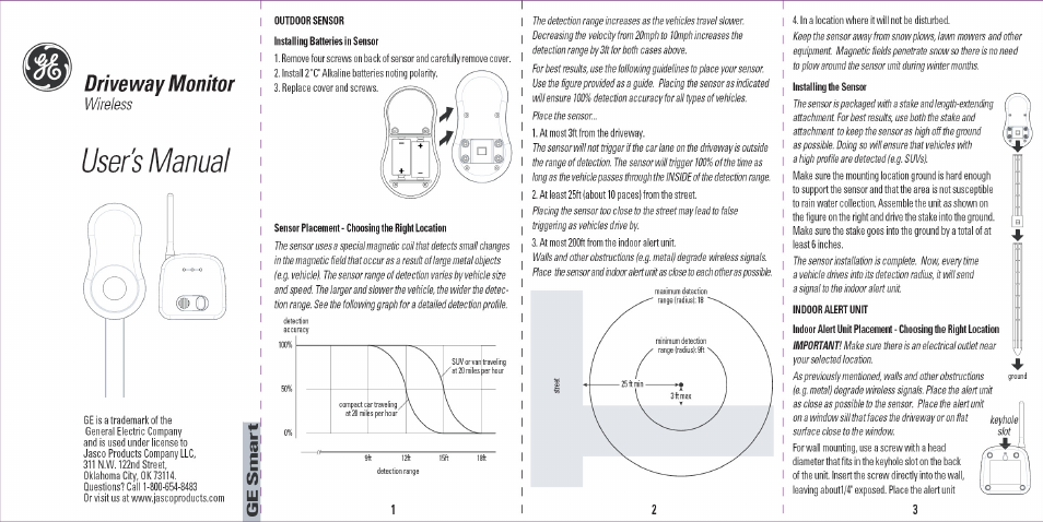 GE 45105 GE Drive Way Monitor User Manual | 2 pages