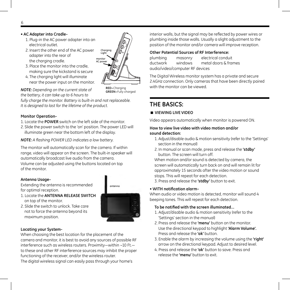 The basics | GE 45255 Digital Home Monitoring Kit User Manual | Page 6 / 15