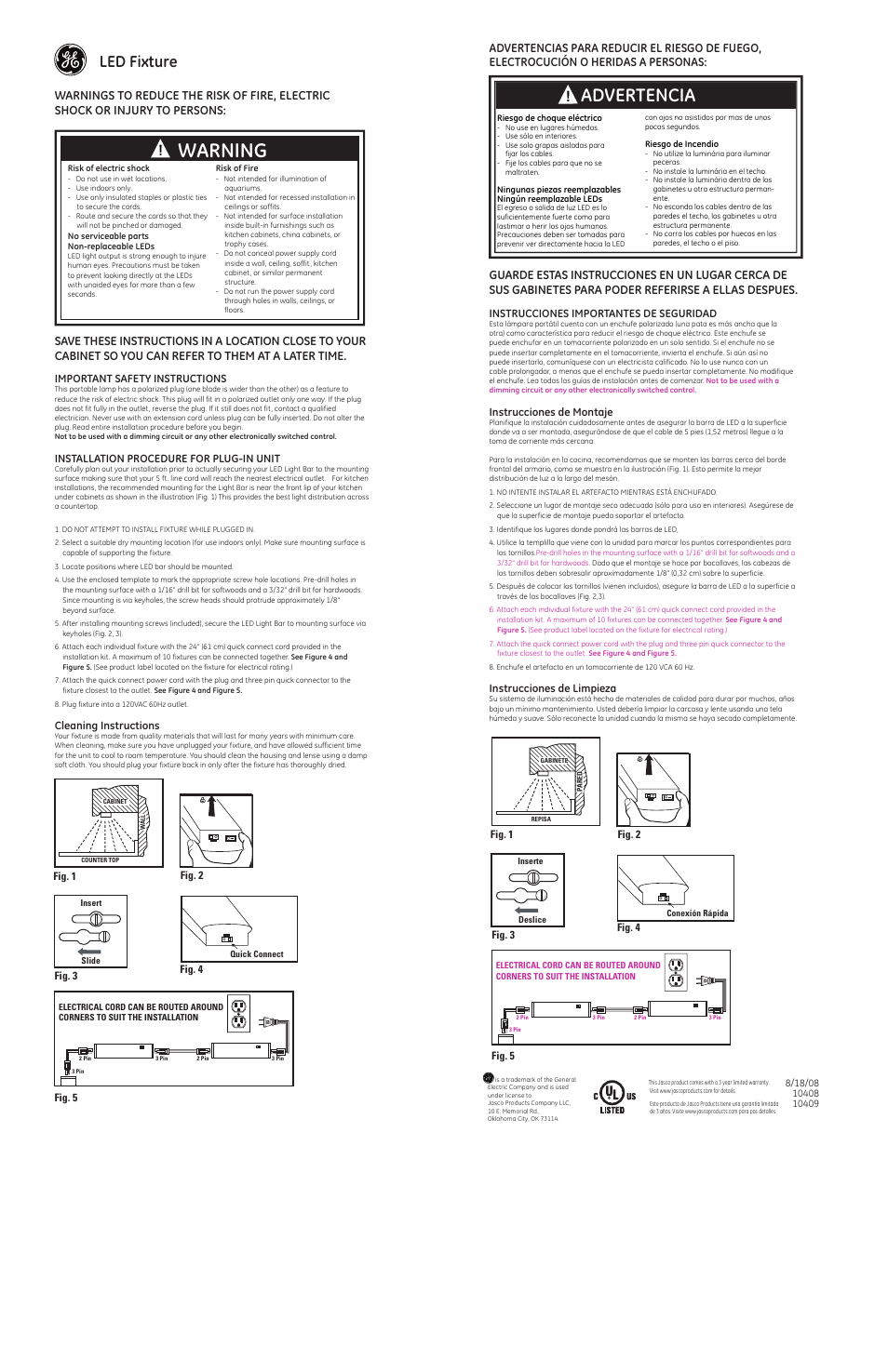 GE 10408 10409 UCF Premium LED Linkable Light Fixture User Manual | 1 page