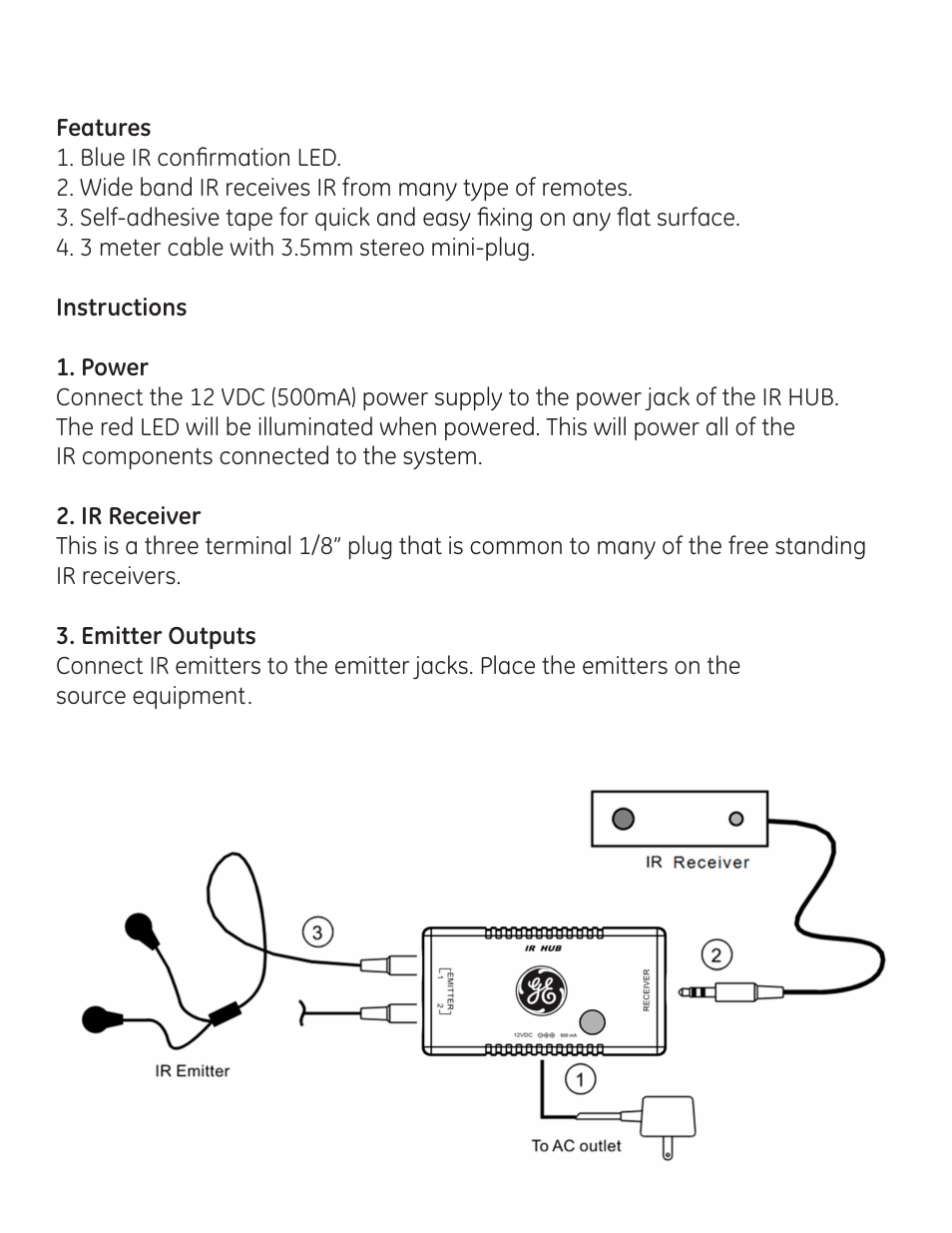 GE 24988 GE Infrared Signal Remote Extender User Manual | Page 3 / 7