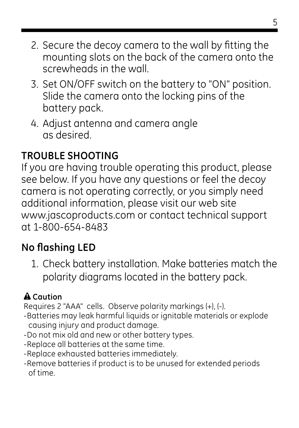 GE 45238 GE Wireless Decoy Security Camera User Manual | Page 5 / 7