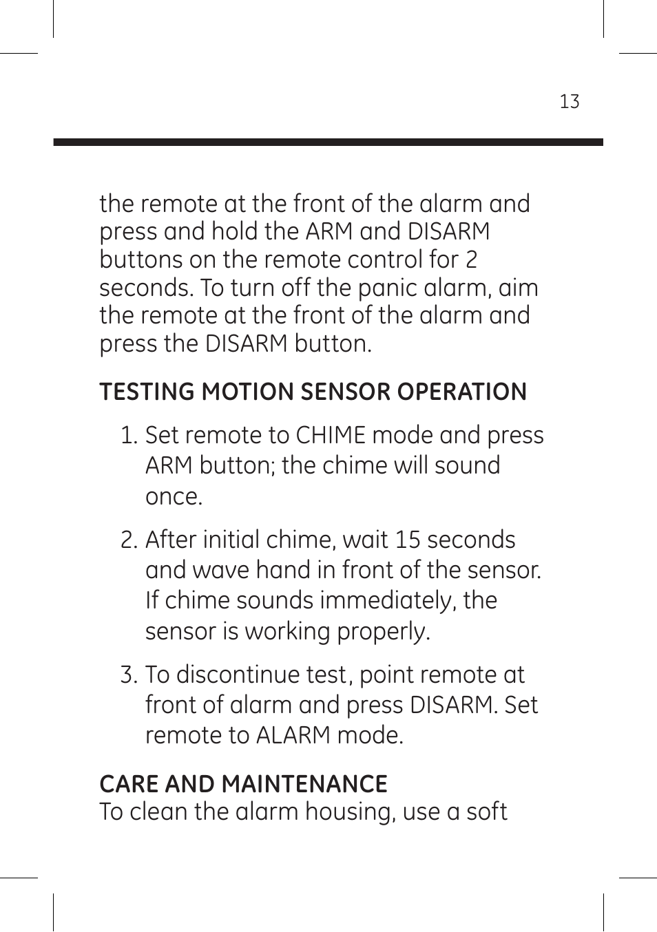 GE 51207 GE Wireless Motion Sensor Alarm with Keychain Remote User Manual | Page 12 / 15