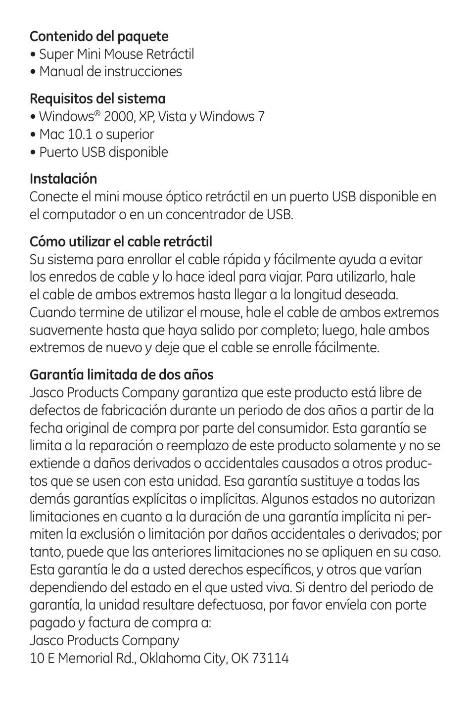 GE 98820 GE Super Mini Retractable Mouse User Manual | Page 5 / 6