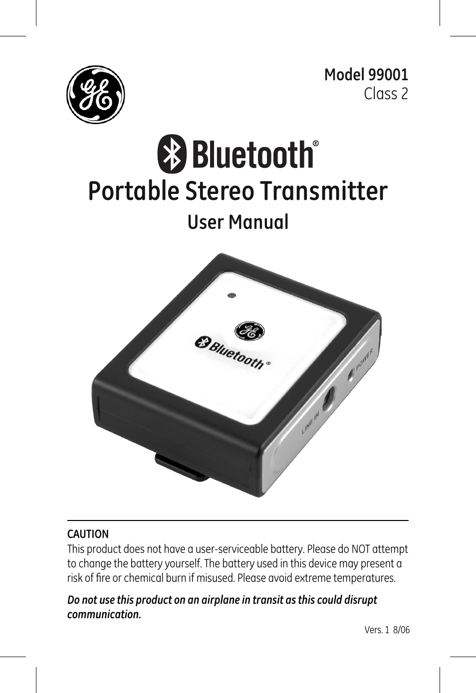 GE 99001 GE Bluetooth Portable Stereo Transmitter User Manual | 6 pages