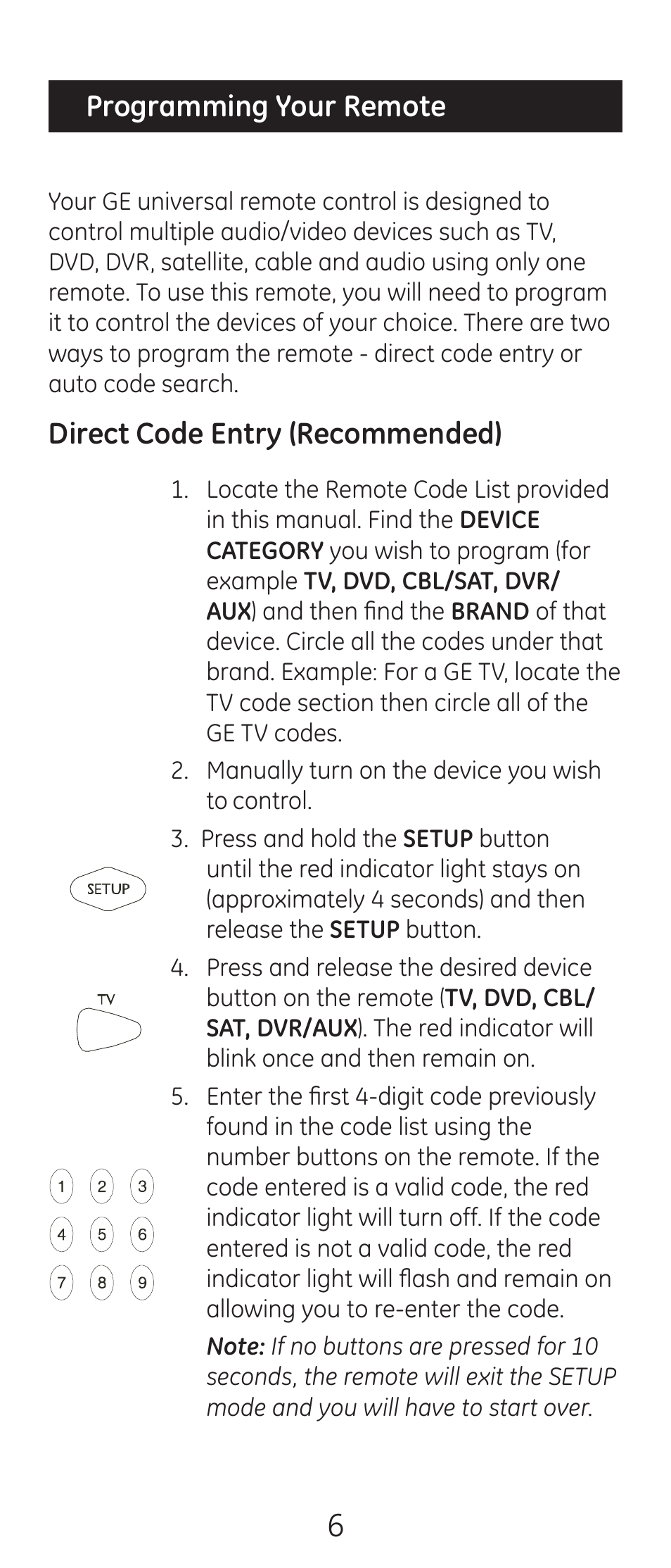 GE 24944-v2 Universal Remote User Manual | Page 6 / 44