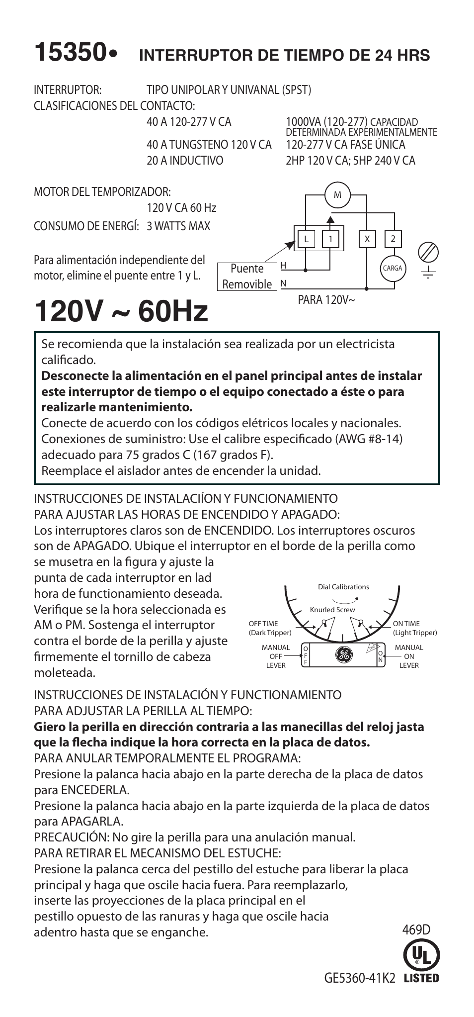 Interruptor de tiempo de 24 hrs, 469d | GE 15350 Heavy Duty Mechanical Time Switch User Manual | Page 3 / 3