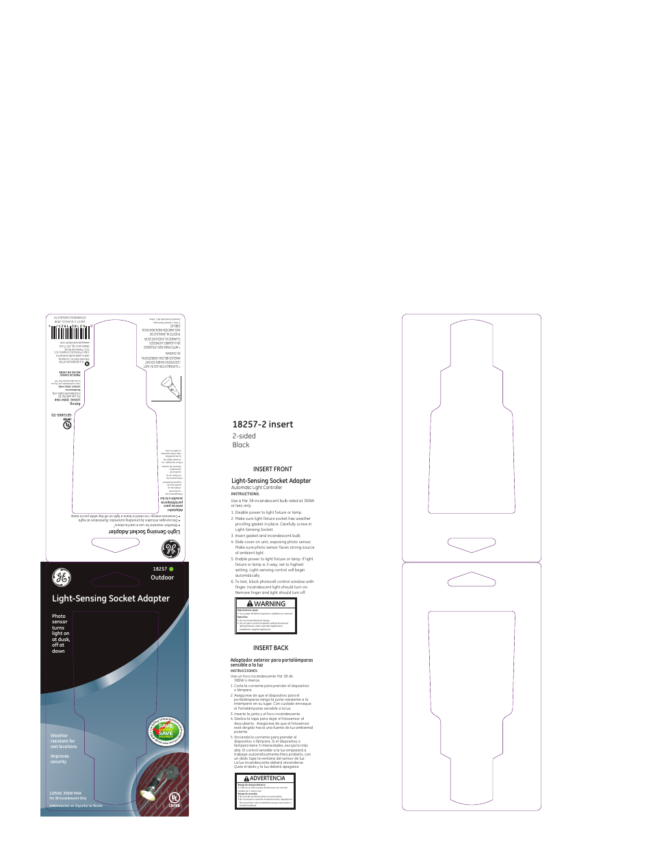 GE 18257 GE Outdoor Light-Sensing Socket User Manual | 1 page