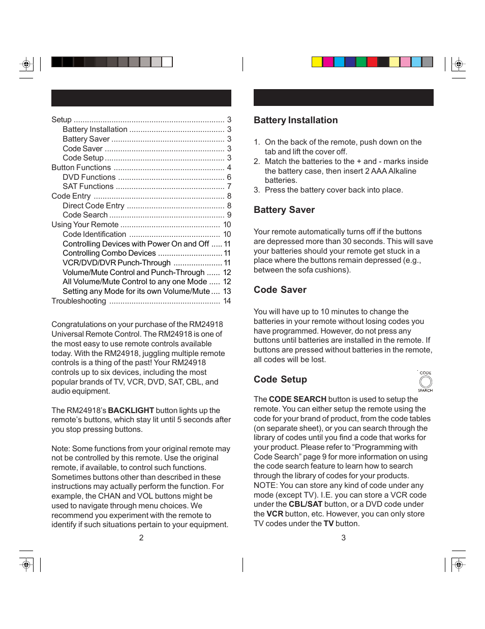 GE 84918 GE Universal Remote User Manual | Page 2 / 9