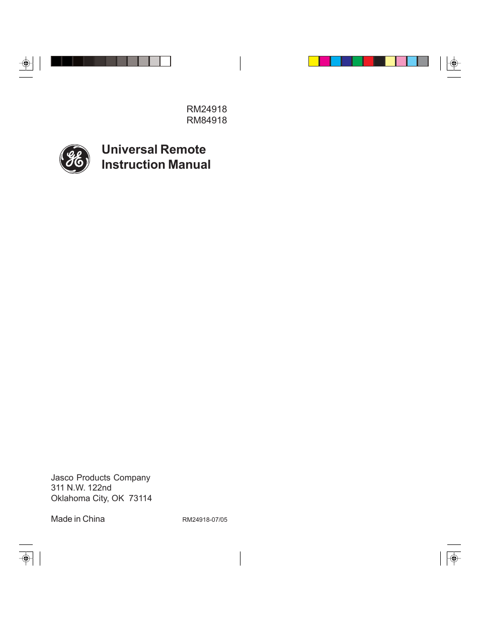 Universal remote instruction manual | GE 84918 GE Universal Remote User Manual | Page 9 / 9