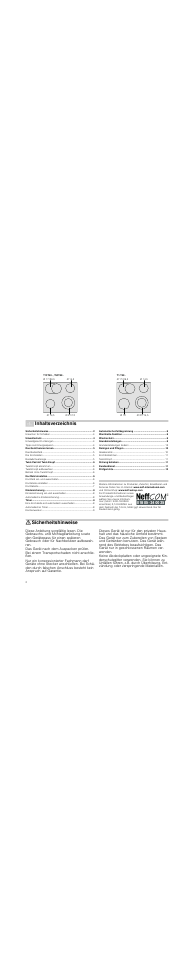 Neff T93T42N2MK User Manual | Page 2 / 52