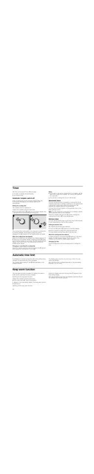 Timer, Automatic hotplate switch-off, Setting the cooking time | Select the hotplate using the twist knob, When the cooking time has elapsed, Changing or cancelling the cooking time, Notes, Automatic timer, Note, Kitchen timer | Neff T93T42N2MK User Manual | Page 32 / 52